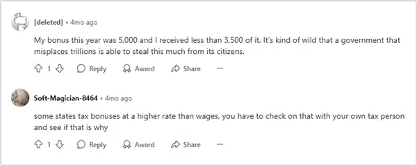How do people react to high-taxed bonuses