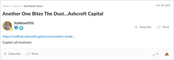 Post on Ashcroft Capital Lawsuit