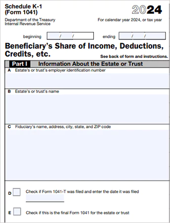 Add information about the estate or trust