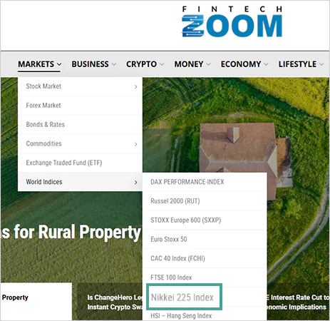 Click on the Nikkei 225 Index