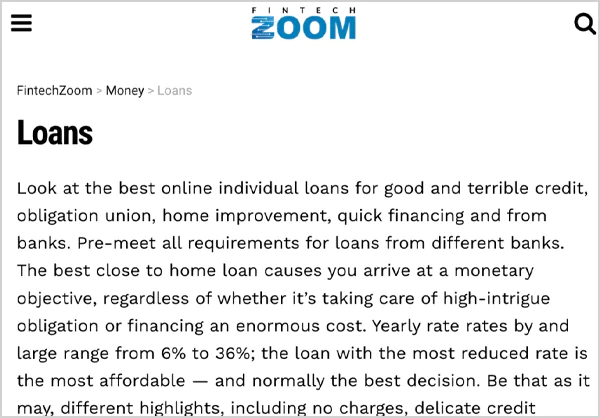 Fintechzoom loan