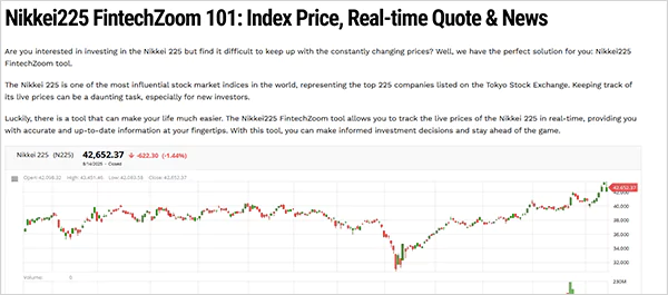 Scroll down within the page to know more info about Nikkei 225