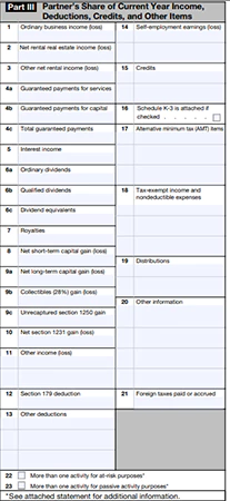 Update Part III details in the Form 1065