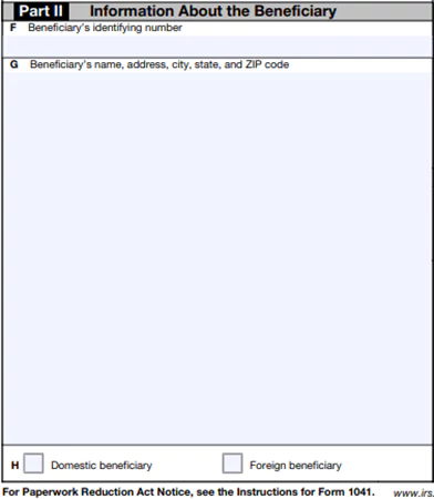 Update information about the beneficiary in Part II