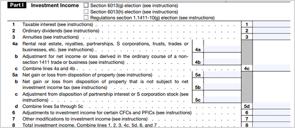IRS Form 8960 instructions